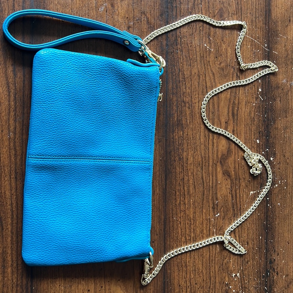 Charming Charlie turquoise gold chain shoulder clutch